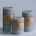 MOZEAL Hand-Poured Granular Texture Decorative Gray Pillar Candles Set of 3 (3'x4' 5' 6'),Approx 300 Hours Burn Time Dripless, Unscented, Smokeless