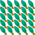 25 Pack C9 Ceramic Christmas Replacement Bulbs, Green Light Bulbs for E17 Candelabra Base Outdoor Christmas String Lights, 7 Watts