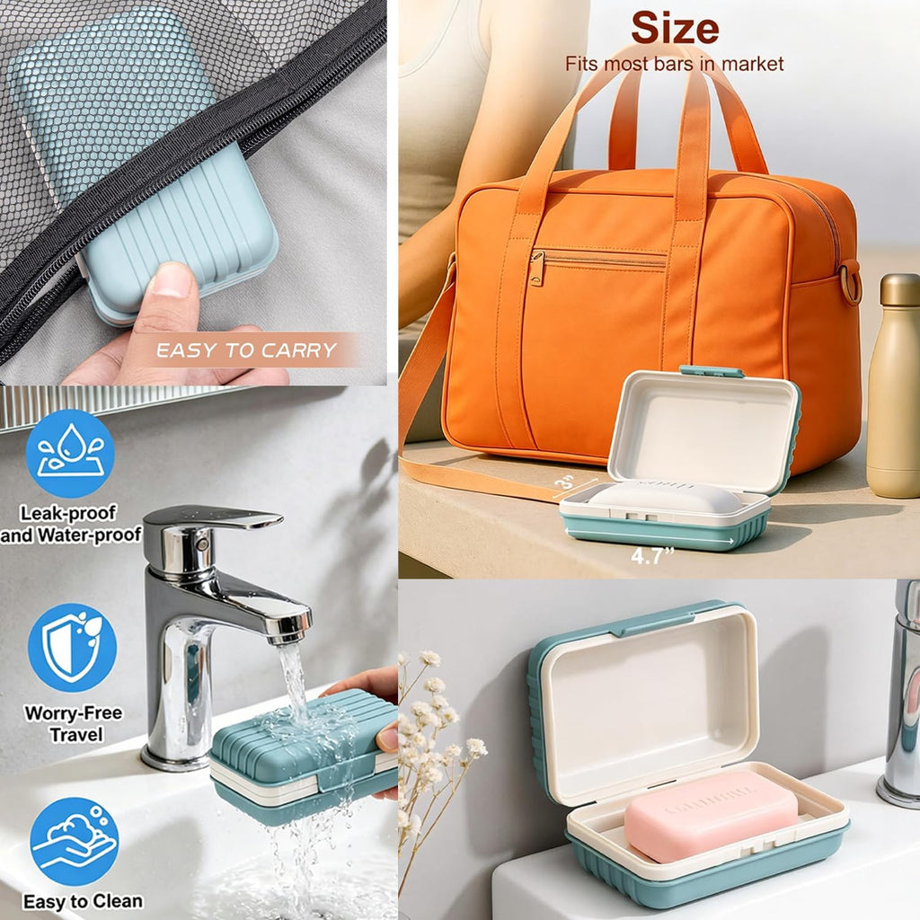 Bar Soap Holder Dish with Lid for Shower Bathroom Soap Dish Case for Travel Bar Soap Travel Case Soap Container Box Case Bar Soap Holder for Bathroom,Home, Gym,Hiking,Camping Leak-Proof Keep Dry-Blue