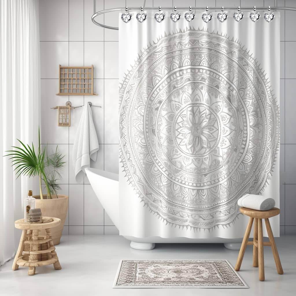 Diamond Shower Curtain Hooks, 12-Pack Heart Shaped Crystal Shower Rings, Decorative Bathroom Hangers for Valentine's Day, Bling Clear Fancy
