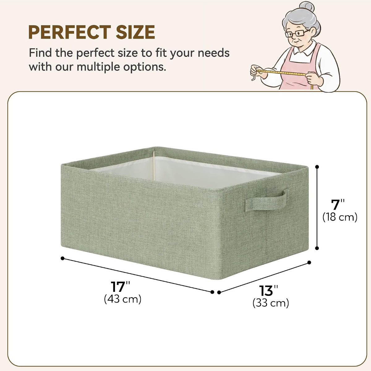 GRANNY SAYS Storage Basket for Shelves, Storage Bin, Sage Green, 2-Pack