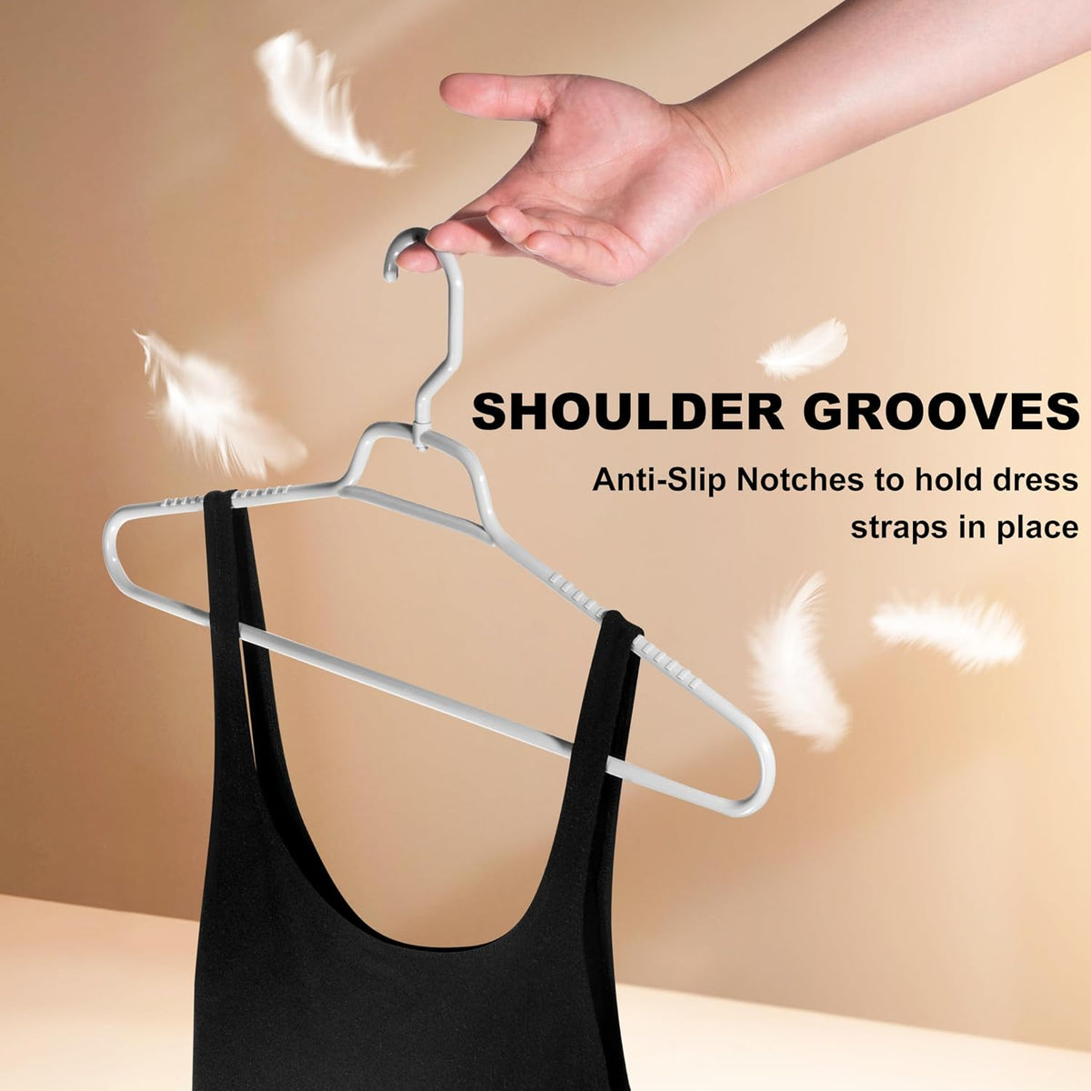 Quality Hangers Heavy Duty Gray Plastic Hangers 40-Pack with Swivel Hook | 7mm Thick Non Slip Coat Hangers with Accessory Bar | Ideal Clothes Hangers Plastic for Everyday Use | 17 Inches (40, Gray)