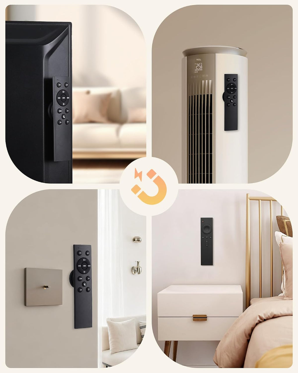 AGPTEK 2-in-1 Magnetic Remote Control Holder Wall Mount, 2 Pack