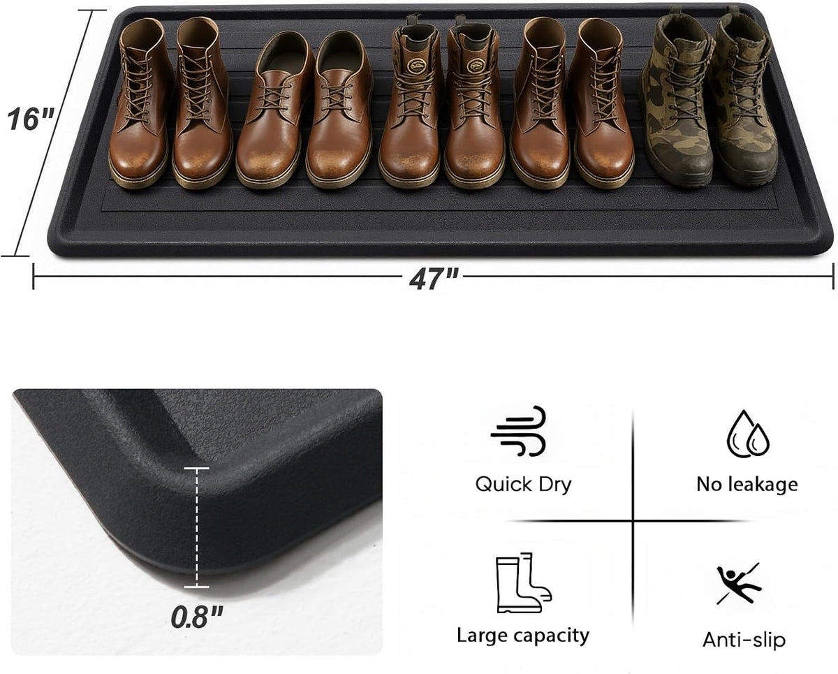 HIYARD Rubber Boot Tray for Entryway, Multipurpose Boot Mat, Shoe Tray, Shoe Mat for Indoor and Outdoor, 16x47, Black