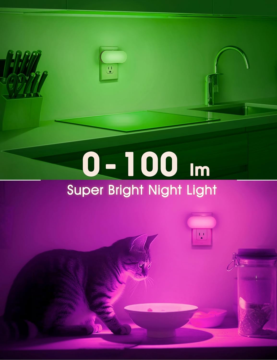 DORESshop RGB Night Lights Plug into Wall,Dusk to Dawn Color Changing