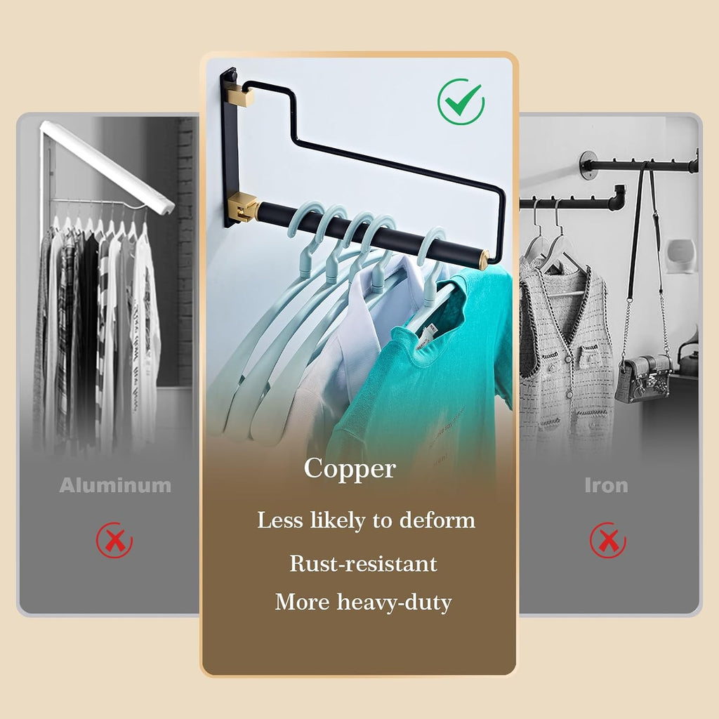 Folding Clothes Hanger Drying Rack Black Wall-Mounted Clothes Organizer for Laundry Room Closet Storage