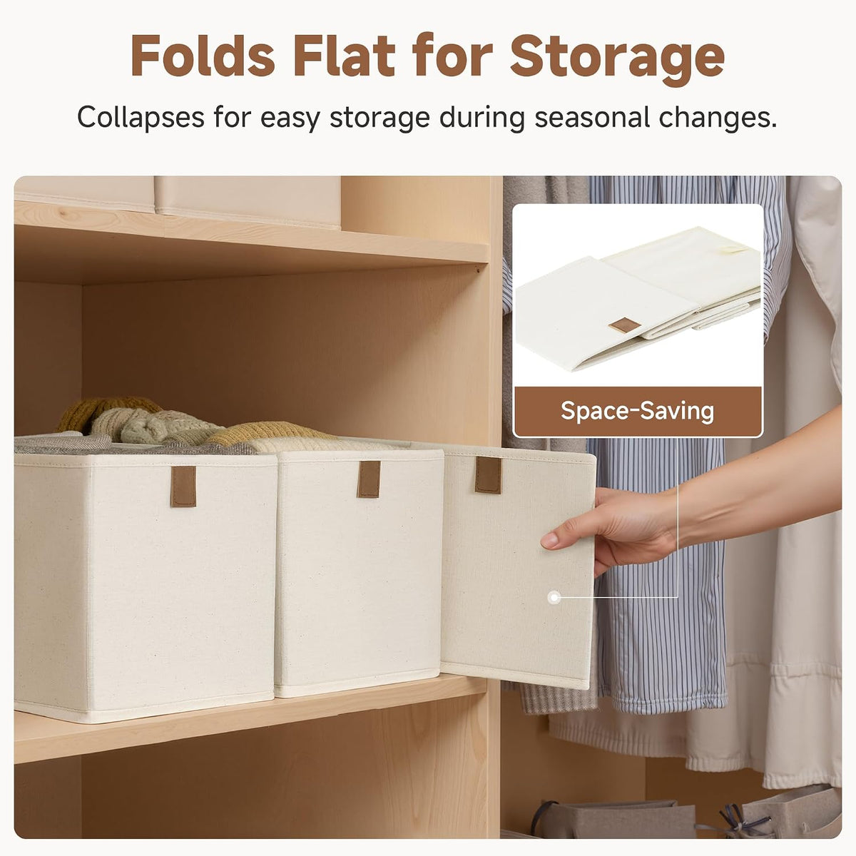 StorageWorks Narrow Storage Bins, 14¾"Lx7¾Wx8¼H, 4-Pack, Beige