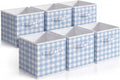 Yalikop 6 Pcs Blue Gingham Cube Storage Bins, 11 Inch Fabric Checkered Classroom Storage Bins Organizer with Handle Preppy Collapsible Cubby Basket for Classroom Home Nursery Playroom Bedroom
