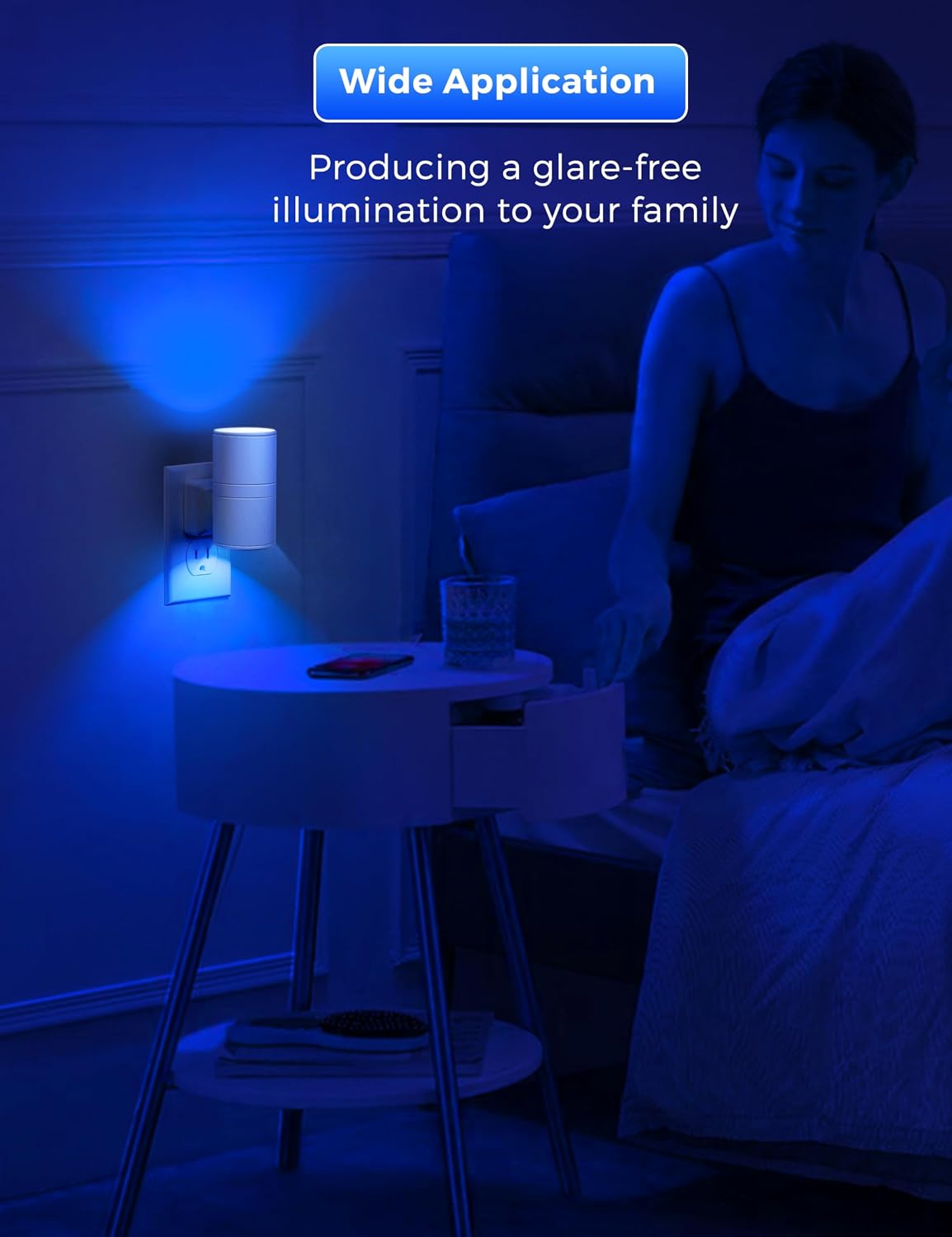 L LOHAS LED Night Light, Calm Blue Night Lights Plug into Wall,Light Sensor