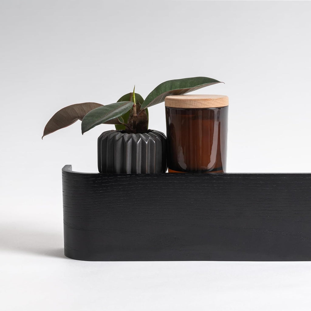 Kazai. Wall-Mounted Coat Rack 'Toke' - Modern Design Coat Rack with Hidden Wall Hooks - Solid Wood Veneer Panel Coat Hanger - Oak, Black