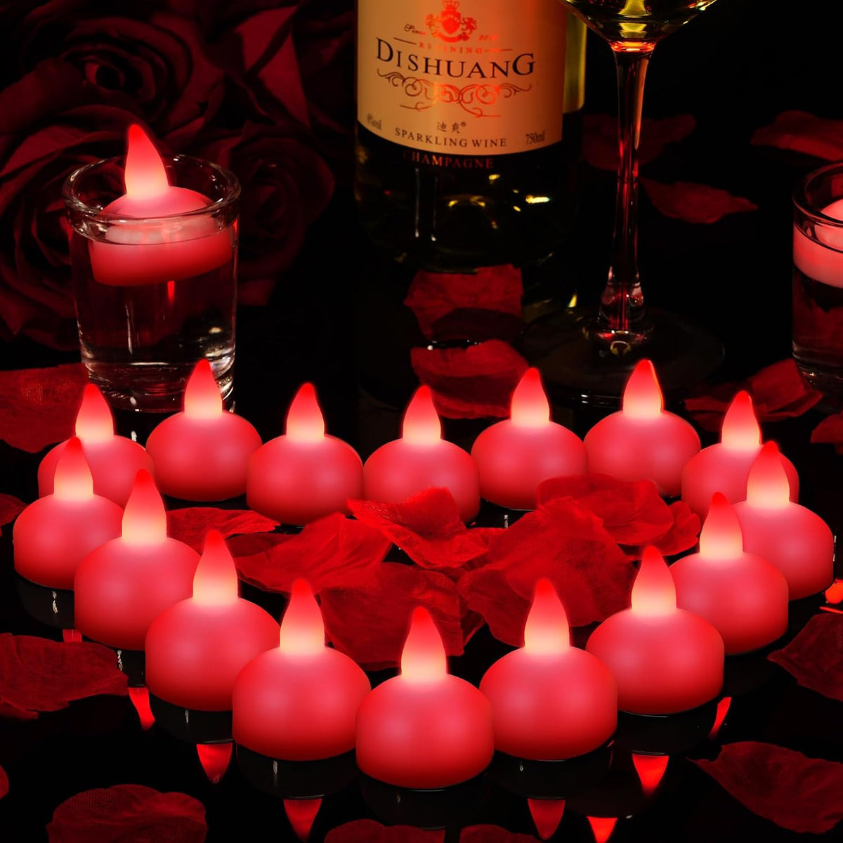 Honoson 36 Pack 1.6" Flameless LED Floating Candles Waterproof, Red