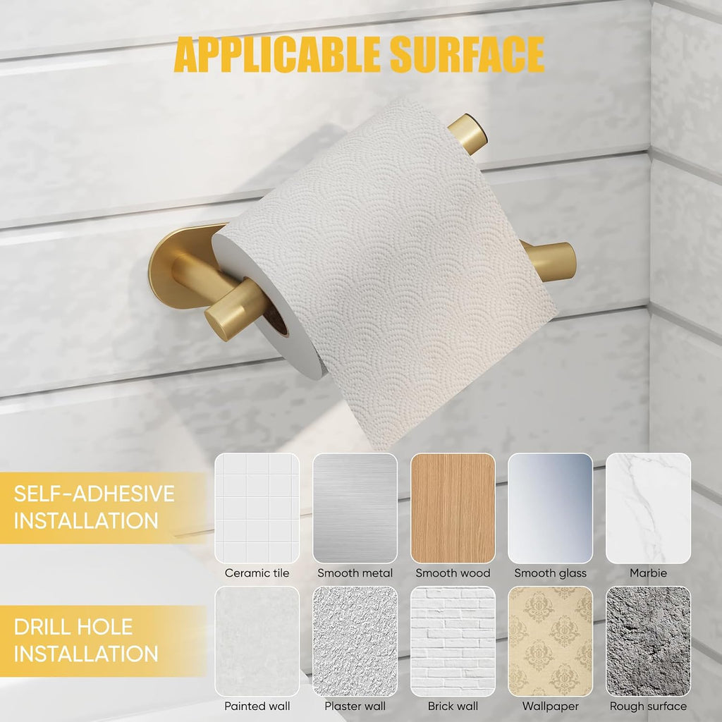 BESy Toilet Paper Holder, Bathroom Tissue Holder Wall Mount Brushed Gold