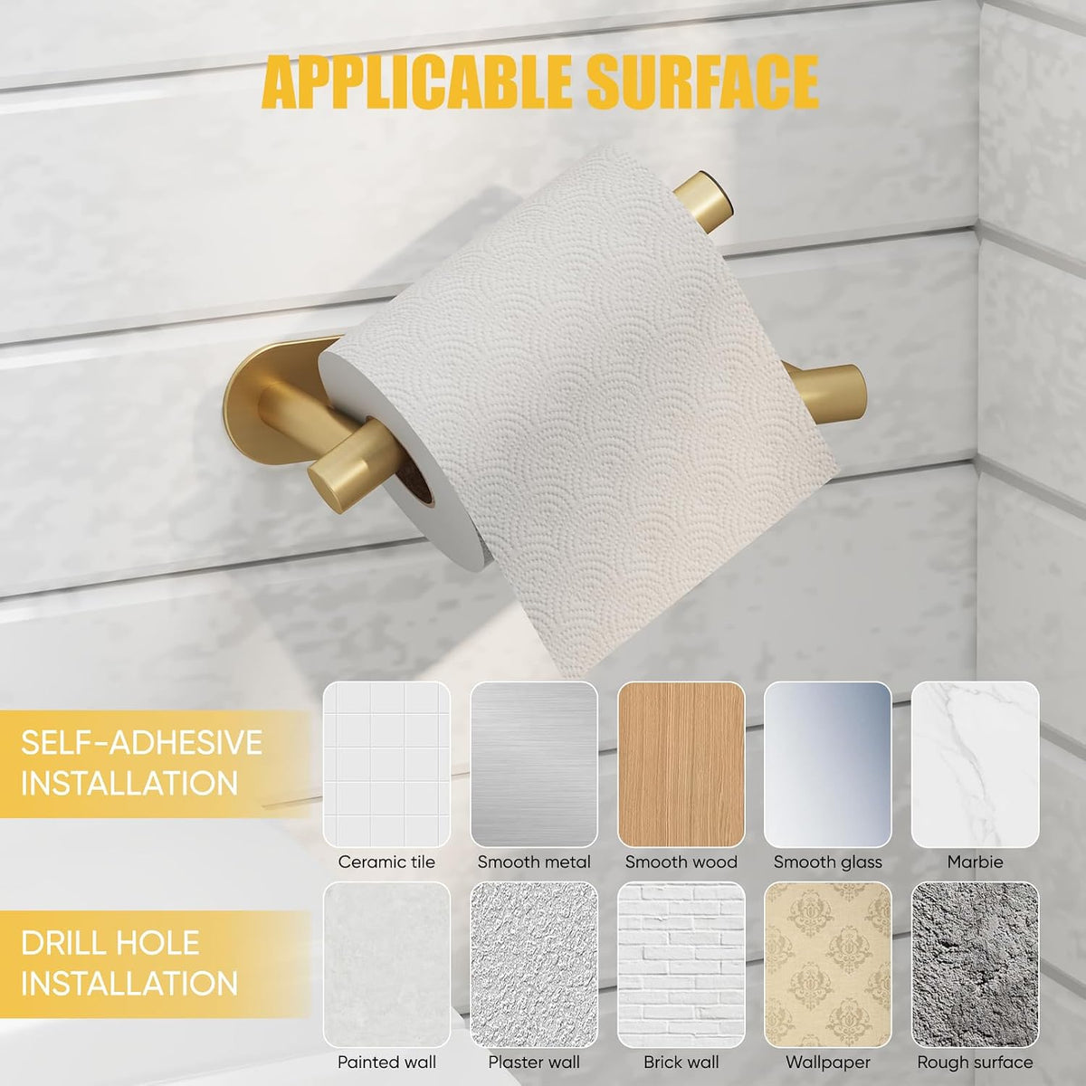 BESy Toilet Paper Holder, Bathroom Tissue Holder Wall Mount Brushed Gold