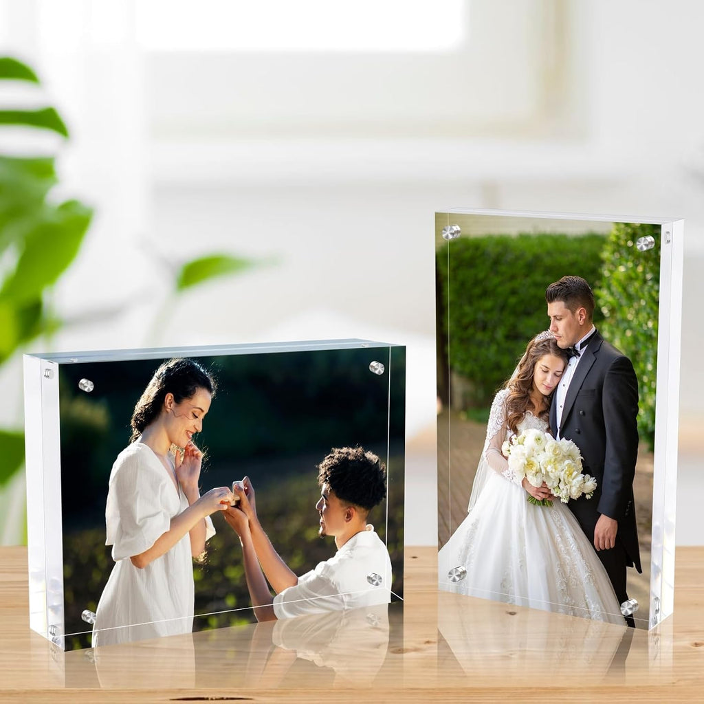 5x7 Inch Acrylic Picture Frame 5 Pack, 10+10mm Magnetic Photo Frame