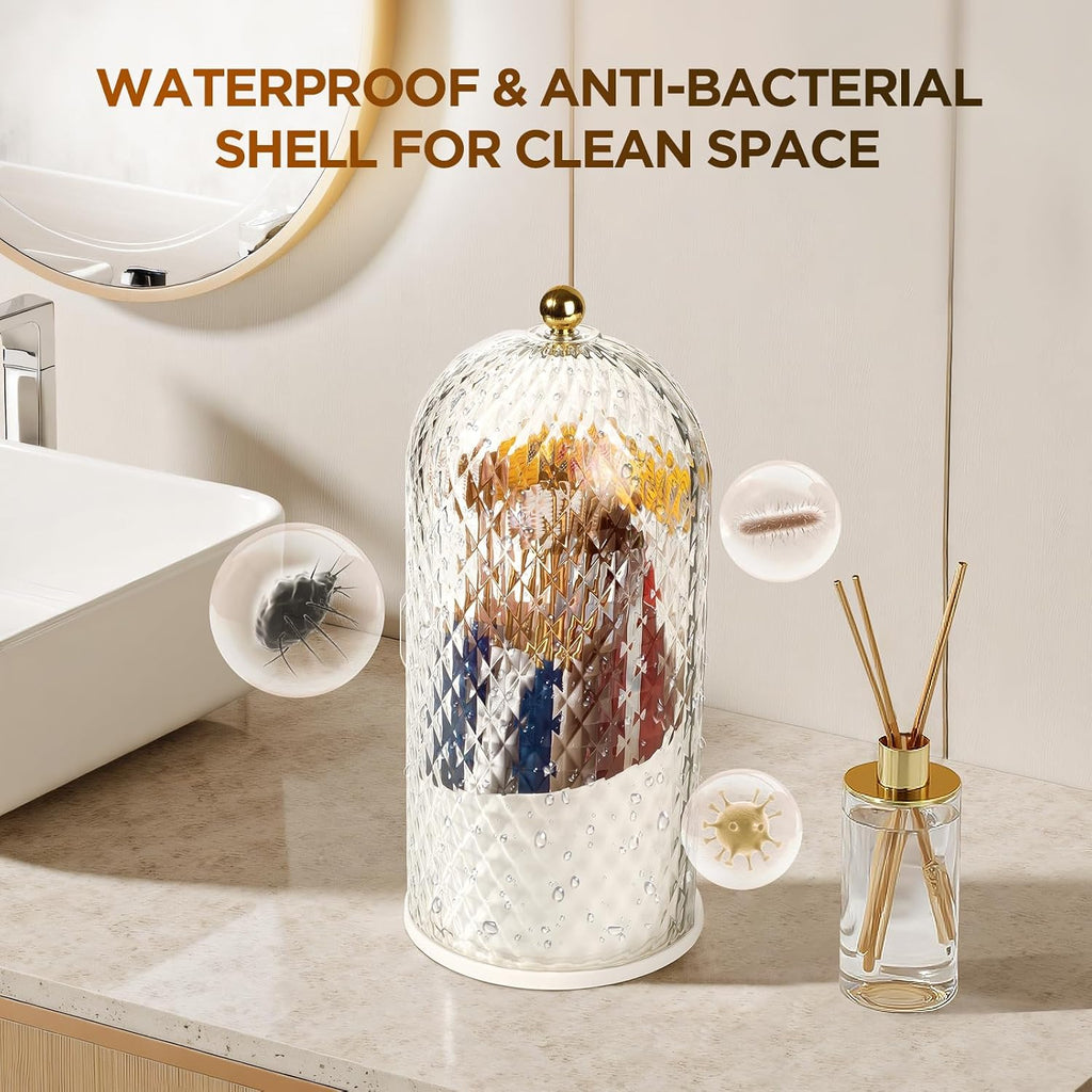 3 Slots Rotating Toothbrush Holders with Lid for Bathroom
