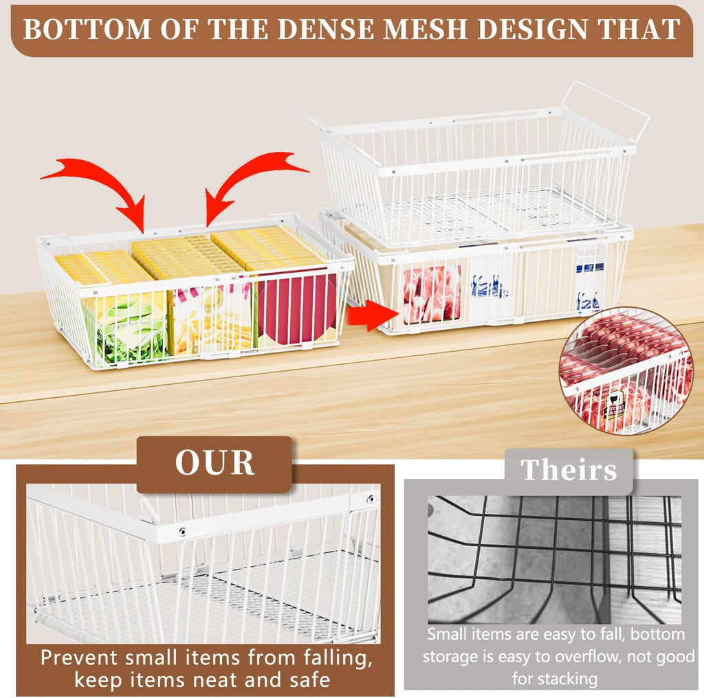 Large Freezer Organizer Bins for 10 to 20 Cu.Ft,3 Pack , Leak-Proof Bottom