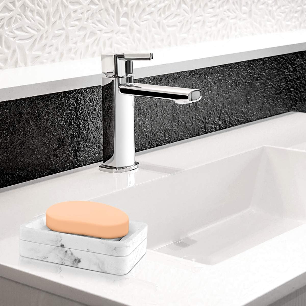 MoKo Soap Dish, Dual-Layer Resin Bar Soap Tray Container Box Case Holder