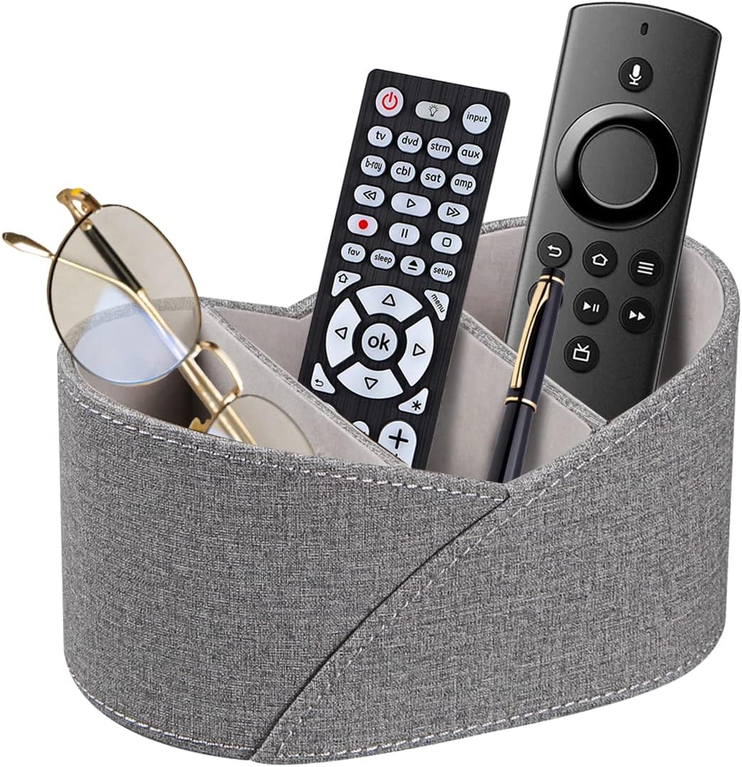 PU Leather TV Remote Control Holder,Pen Caddy/Cup,Art Supplies Organizer