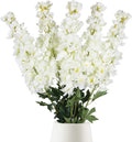 White Delphinium Artificial Flowers,5PCS Faux Larkspur Flowers 39" Long Stem Silk Flowers for Tall Vase Home Wedding Table Decor(White)