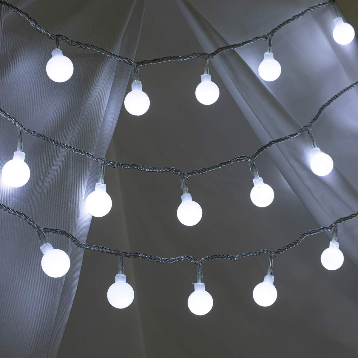 AWQ 100 LED 49 FT Globe Ball String Lights Fairy String Light Plug in White