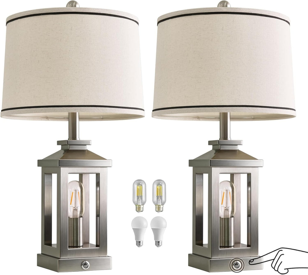 Modern Table Lamps Set of 2 for Living Room 23.75" Bedroom Nightstand Lamps