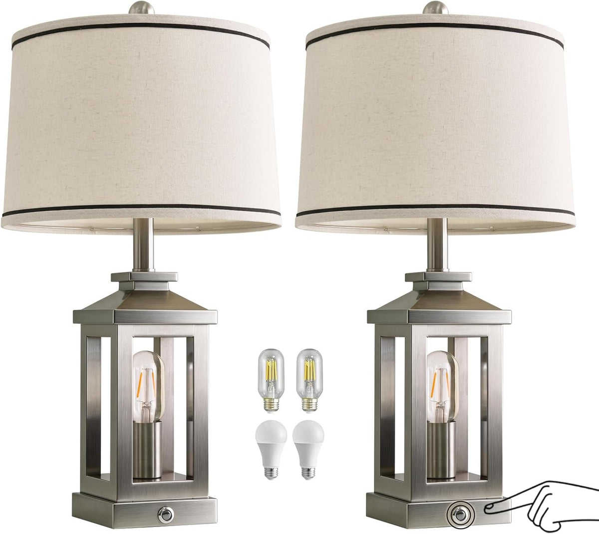 Modern Table Lamps Set of 2 for Living Room 23.75" Bedroom Nightstand Lamps