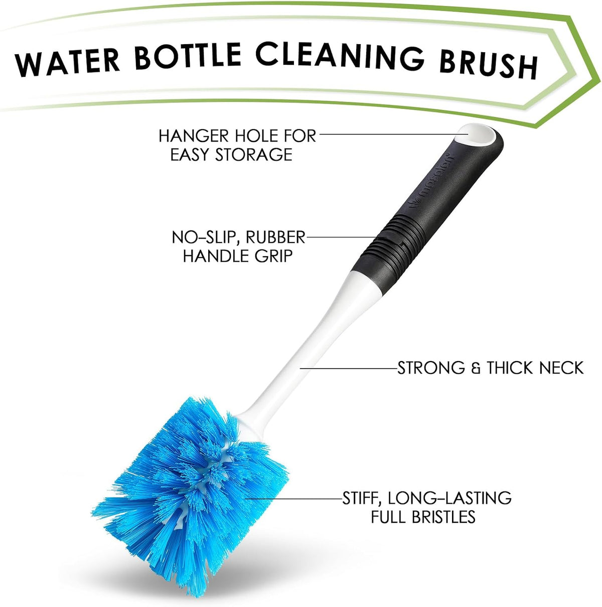 MOSOLAN Dish Brush Set of 3 with Bottle Brush, Dish Scrub Brush, Flat Head