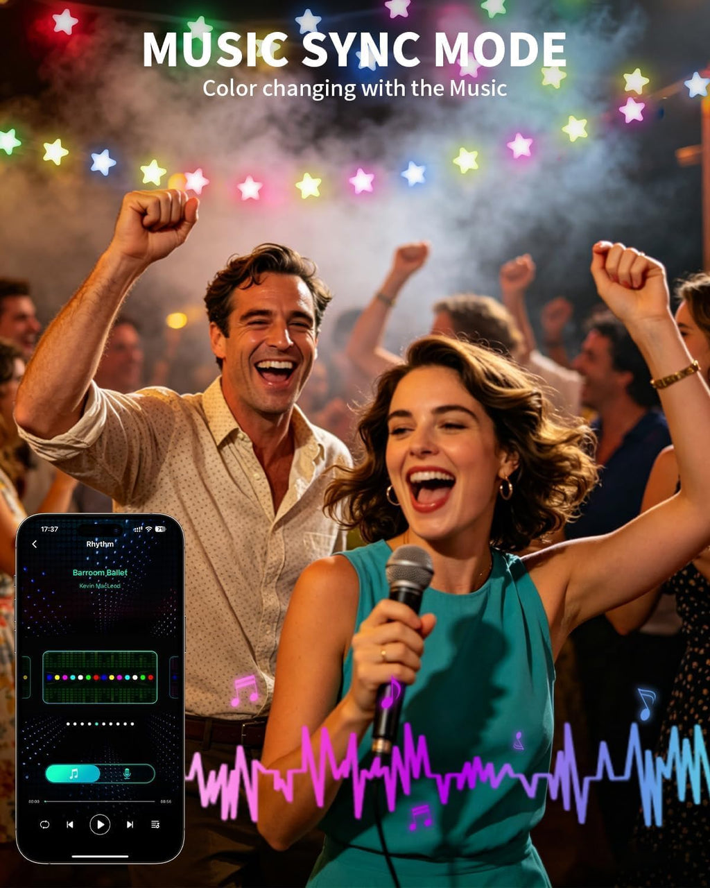 Super RGB Smart Star Fairy Lights 65.6Ft, 16M Color Changing String Lights with Remote & APP Control, Music Sync, Timer, RGB DIY Colored Twinkle Lights Hanging for Indoor Bedroom Party Birthday Decor