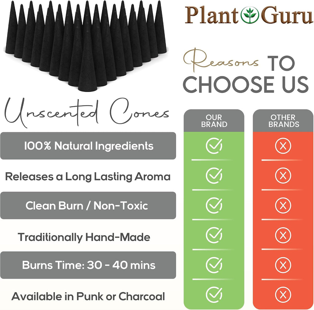 100 Unscented Charcoal Incense Cones 2" BACKFLOW - 100% Natural Blanks - Great for DIY Aromatherapy Incense Making, Waterfall Burner and Holder