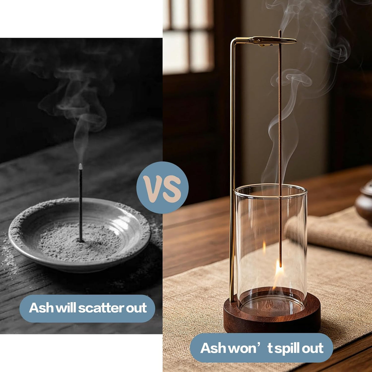 Clear Incense Burner Holder for Sticks with Ash Catcher,Glass