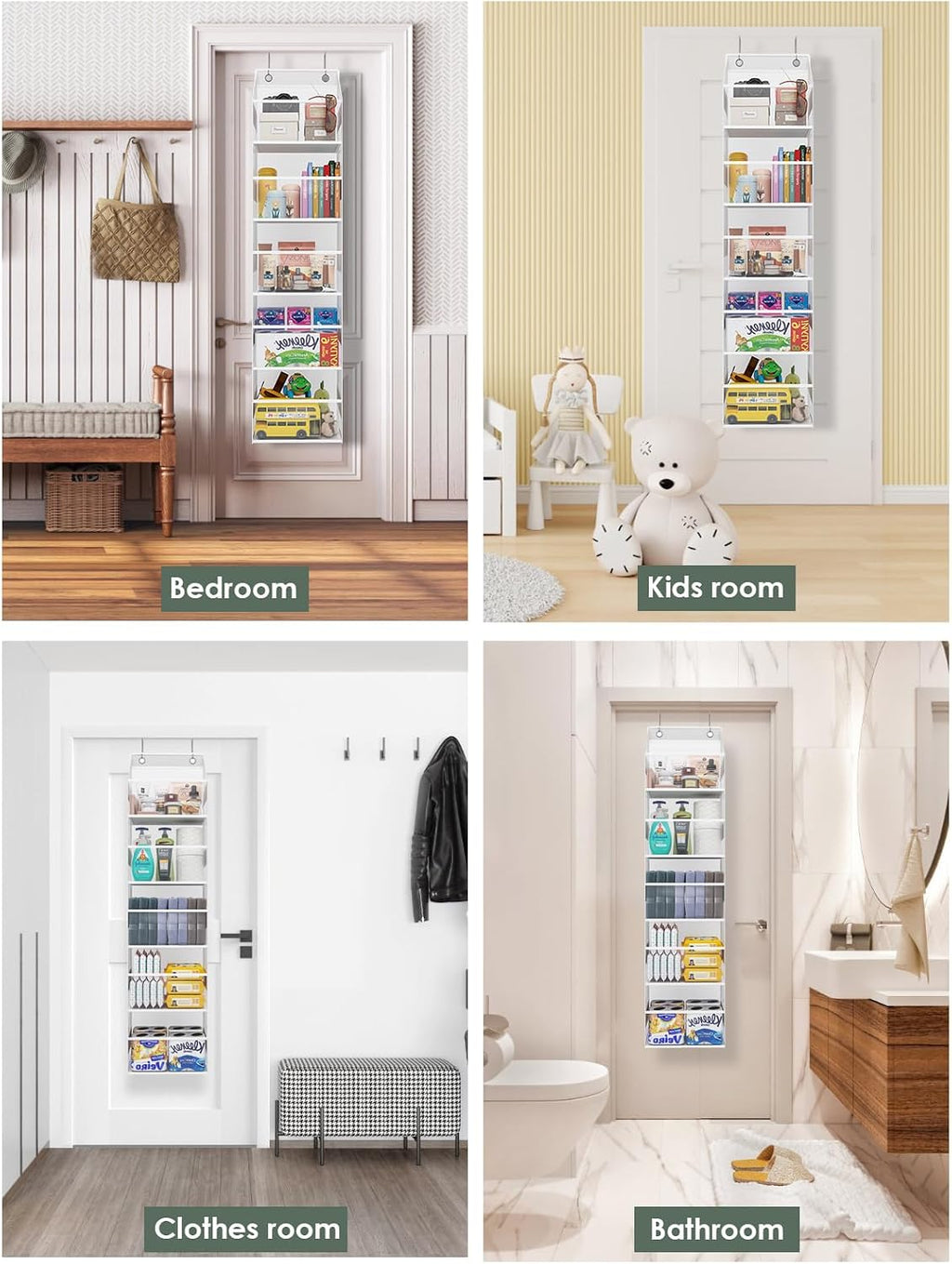 Over The Door Hanging Organizer, Clear Hanging Storage Bag, 5 Shevles Behind Door Organizer for Bedroom, Nursery, Bathroom, Closet, Pantry and Stuffed Animals Storage Holder, 1 Pack