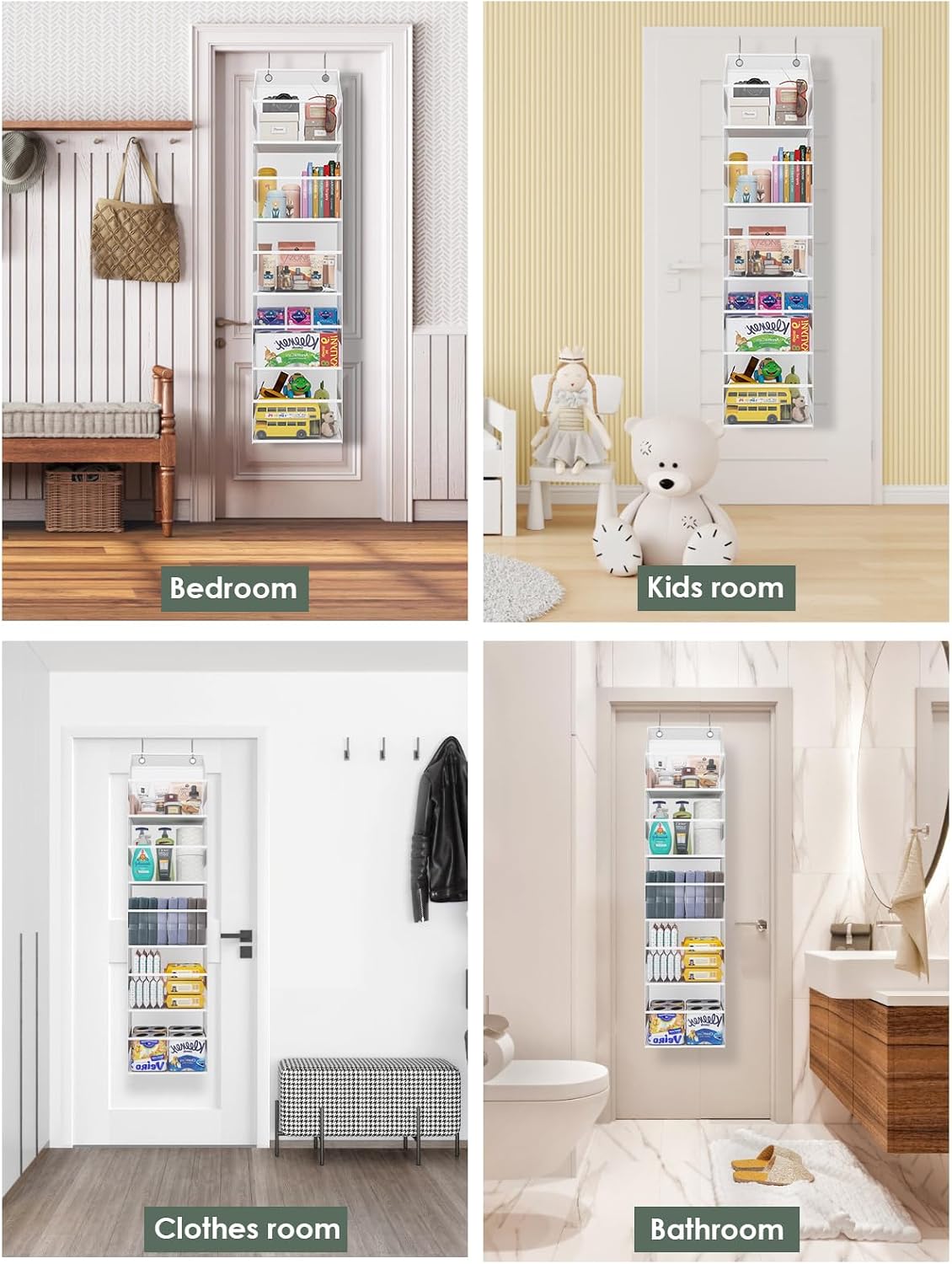 Over The Door Hanging Organizer, Clear Hanging Storage Bag, 5 Shevles Behind Door Organizer for Bedroom, Nursery, Bathroom, Closet, Pantry and Stuffed Animals Storage Holder, 1 Pack