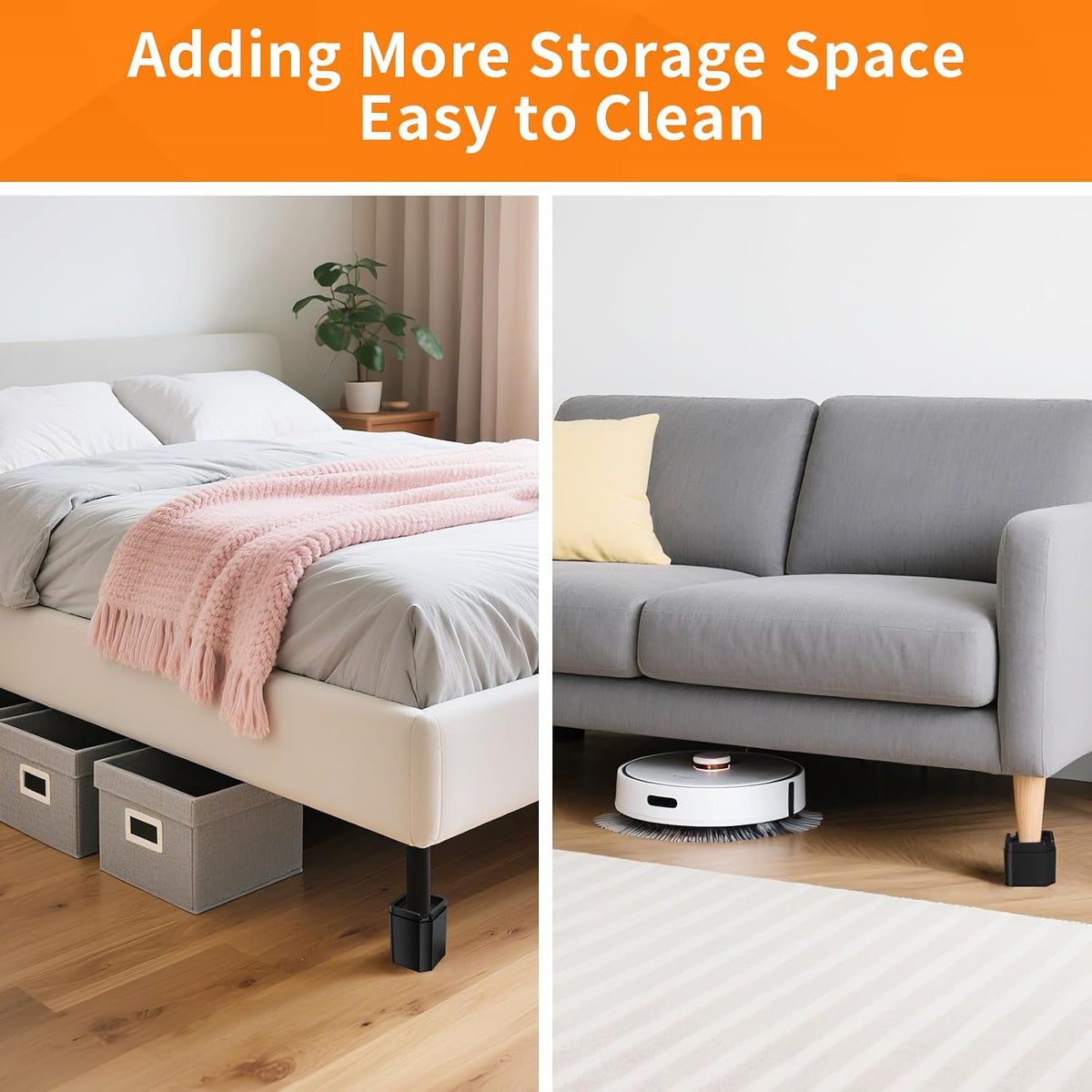 Furniture Risers Bed Risers, Adjustable Risers Blocks Lift 2, 4, 5.9 inches