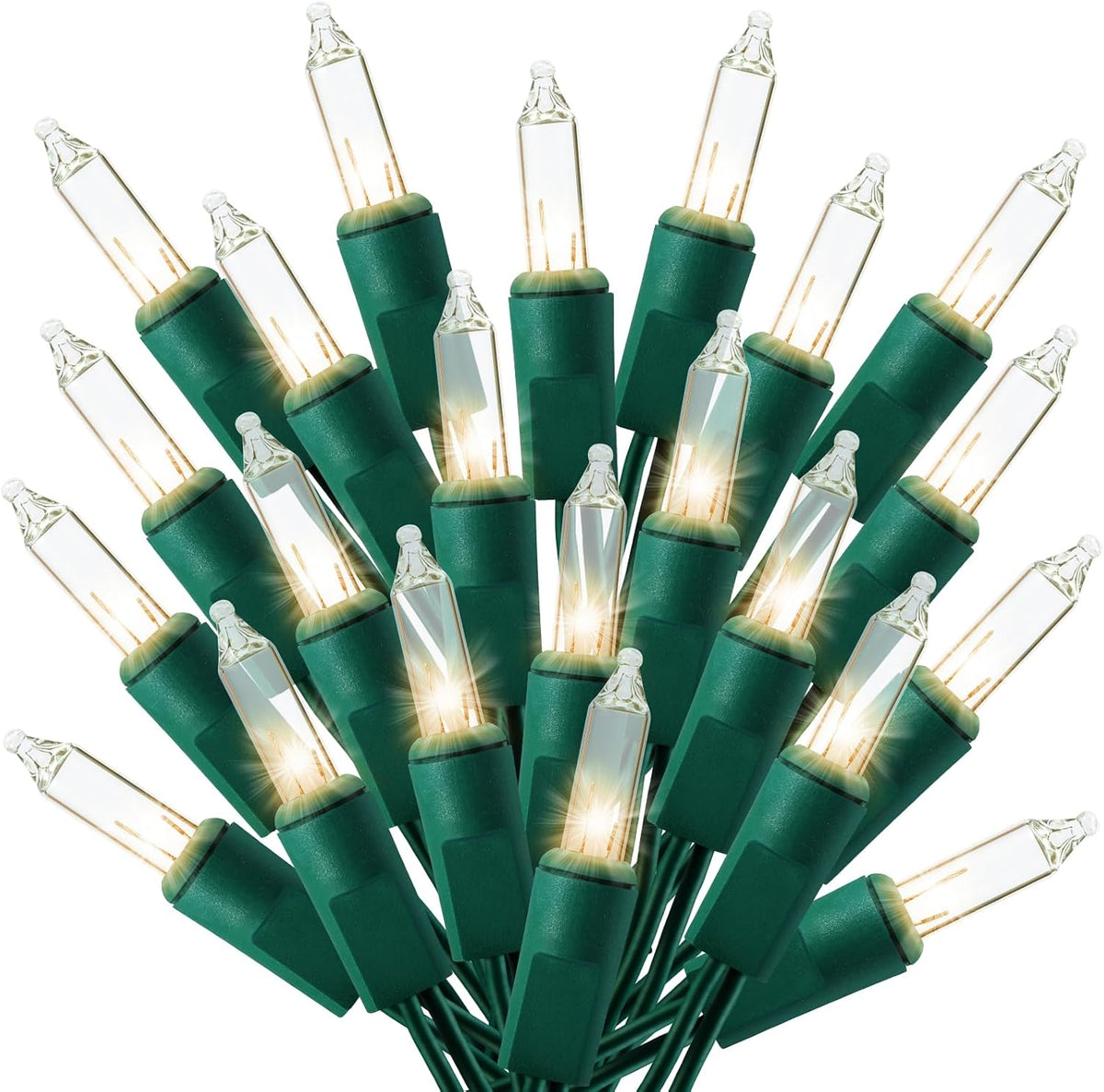TIGOMOOV 100 Count Mini Warm White Christmas String Lights, 21FT Green Wire Incandescent Xmas Lights, UL Certified Plug in Connectable, Christmas Tree Lights for Indoor Outdoor Wreath Patio Yard Decor