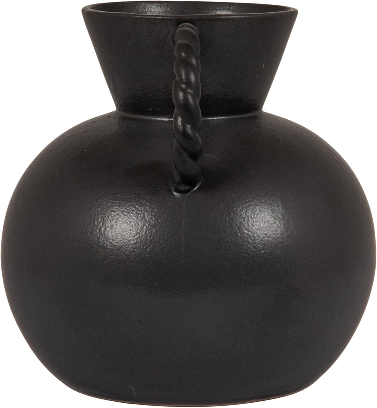 Bloomingville Stoneware Vase with Twisted Handles, Reactive Matte Black Glaze