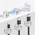 6Pack Cord Organizer Magnetic Cable Clips, 360°Rotation Cable Clips - Adjustable Cord Holder for Nightstand, Adhesive Cable Management Cord Clips, Cable Holder & Charger Organizer（Clear）