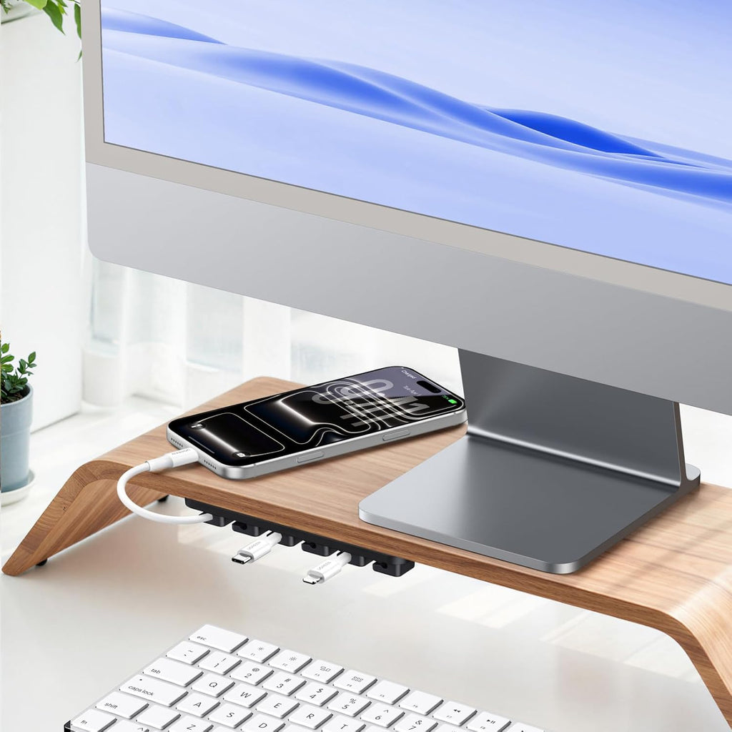 UGREEN Desk Cable Organizer, Magnetic Cord Holder 6 Pack, Silicone Cable Clip with Strong Magnet, 2 Sizes for Charging Cords, Easy Cable Management for Desk, Nightstand, Car, Home Office