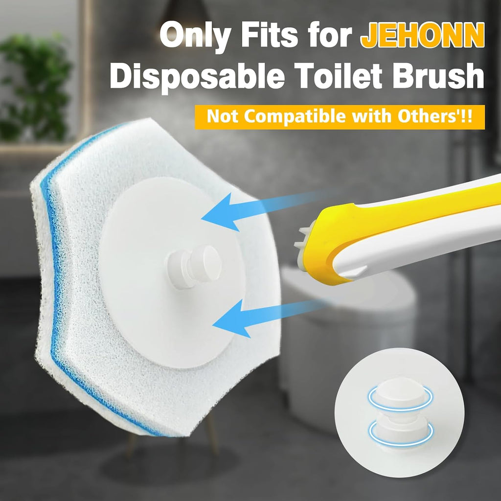 JEHONN Disposable Toilet Brush with 40PCS Wand Cleaner Refills, Wall Mounted Toilet Bowl Brush Holder Set, Bathroom Cleaning System for Sink Bathtub Wash Basin (Yellow)