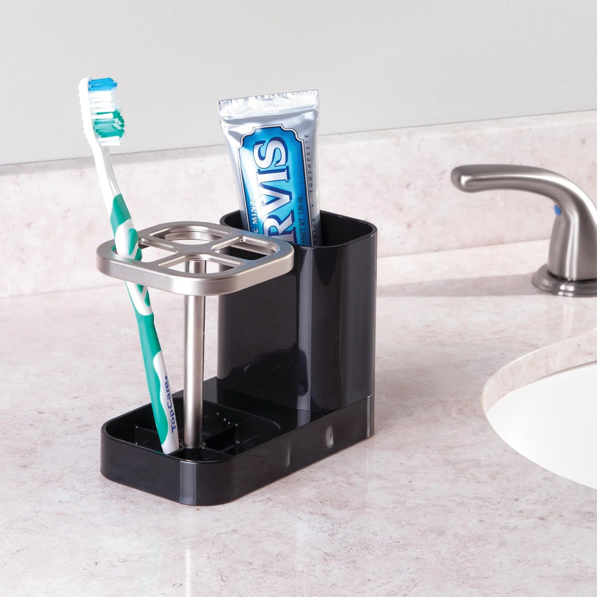 iDesign Toothbrush Holder, Black/Matte Satin
