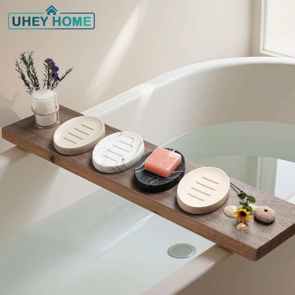 Resin Marble Look Soap Dish 2 Pack Black Bar Soap Holder for Bathroom Shower Soap Tray for Kitchen Sink