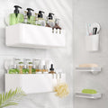 LUXEAR Shower Caddy 5 Pack Suction Cup Shower Organizer for Bathroom Storage Home &Kitchen,No Drilling Removable Plastic Shelf Organizer with Soap Dish&Toothbrush Holder Easy Install