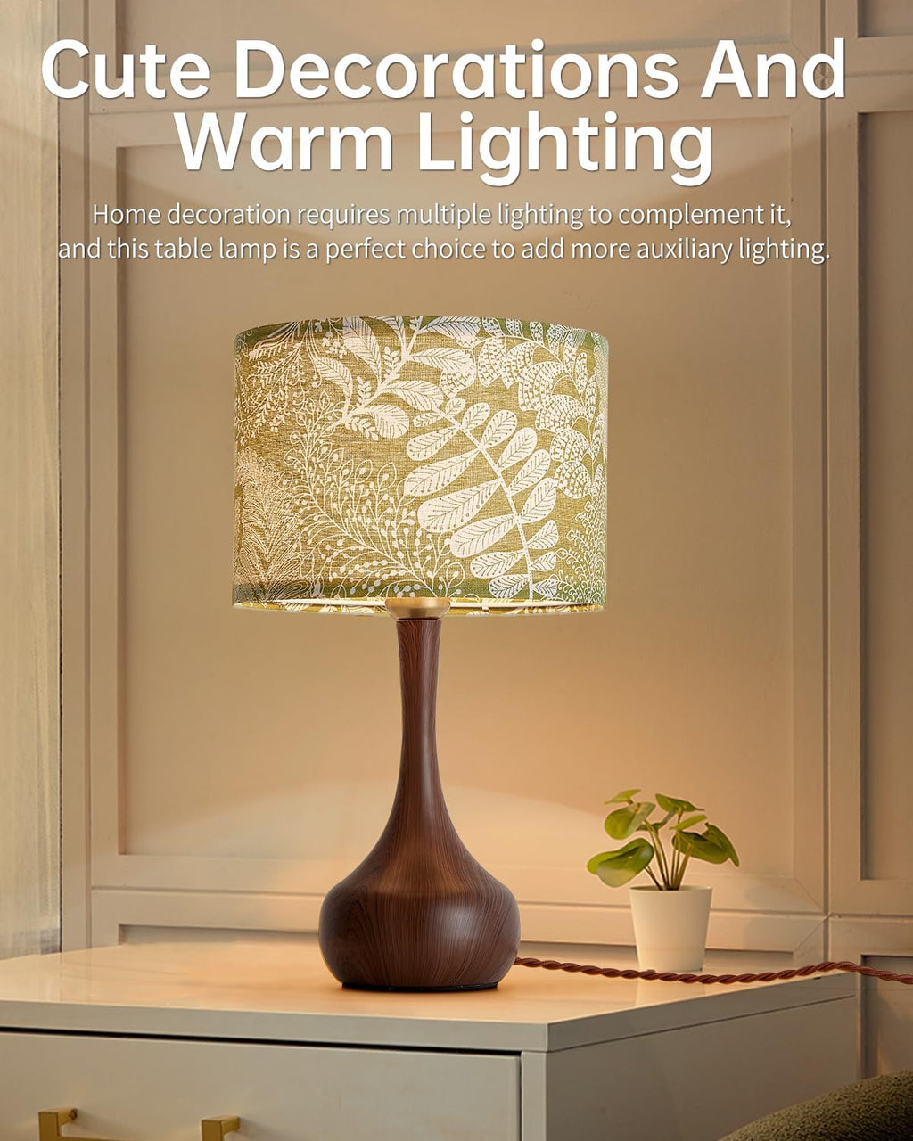 17" Small Green Shade Red Brown Table Lamp for Bedroom Living Room