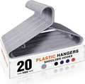 HOUSE DAY Grey Plastic Hangers 20 Pack, Slim Space-Saving Clothes Hangers