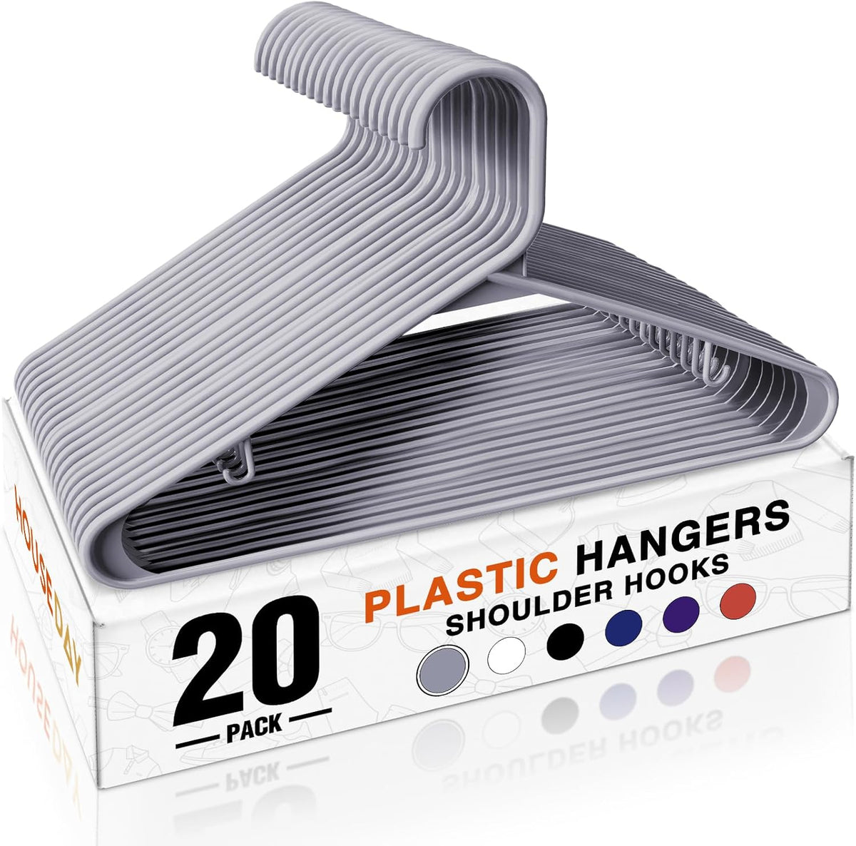 HOUSE DAY Grey Plastic Hangers 20 Pack, Slim Space-Saving Clothes Hangers