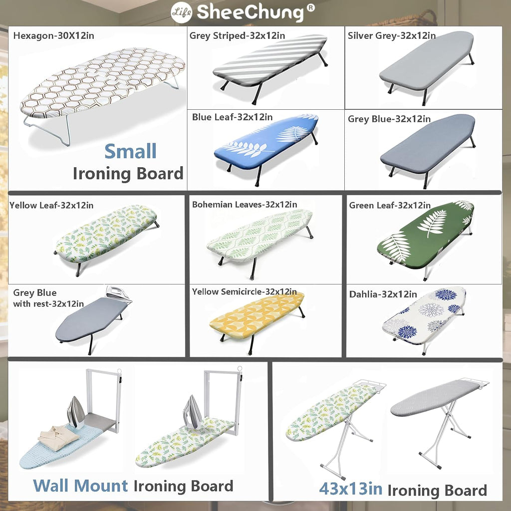 SheeChung Ironing Board 13"x43",Full Size Iron Board with Rest,Adjustable
