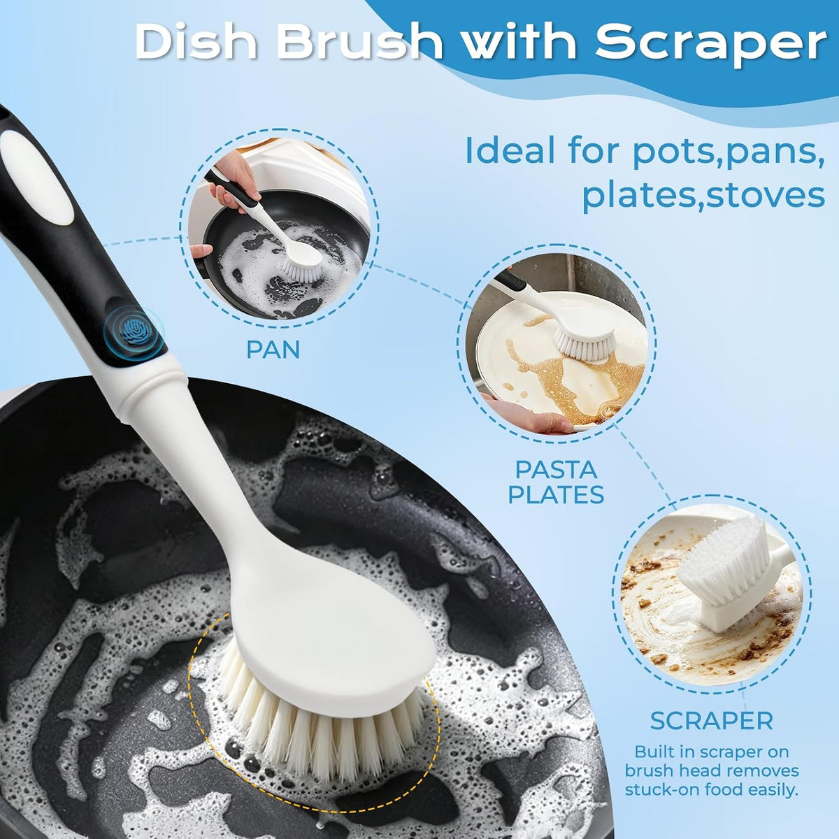 8 Pack Cleaning Brush Set Kitchen Brush Scrub Brush Set for Household