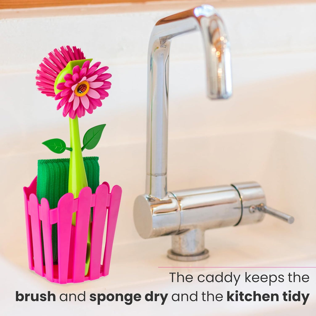 Vigar Flower Power Kitchen Sink Caddy Organizer, Pink