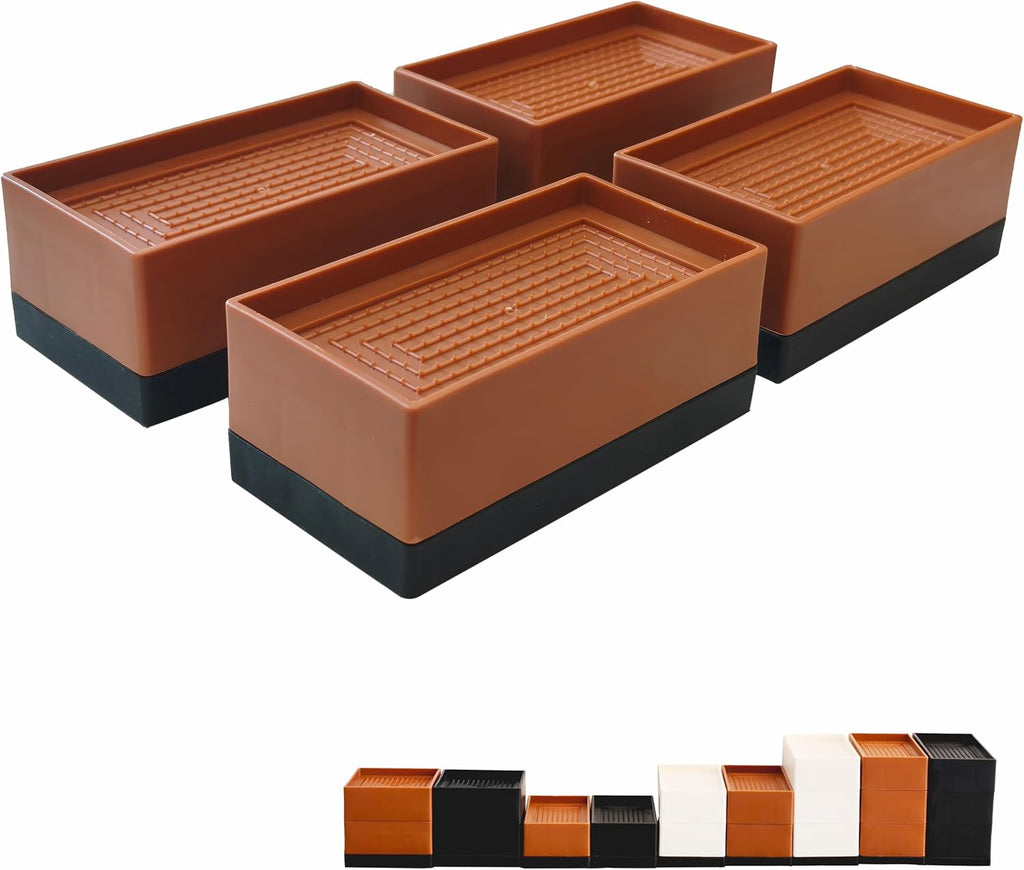 4Pcs Bed Risers Heavy Duty Adjustable 1.57" Furniture Risers Brown