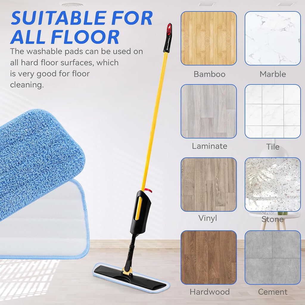 Replacement Microfiber Pad Fit for Rubbermaid Commercial 18 Inch and 17 Inch Mop - 10 Pack Wet & Dry Commercial Cleaning Reusable Refills Fit for Any Microfiber Flat Mop 18" 17" - Trapezium