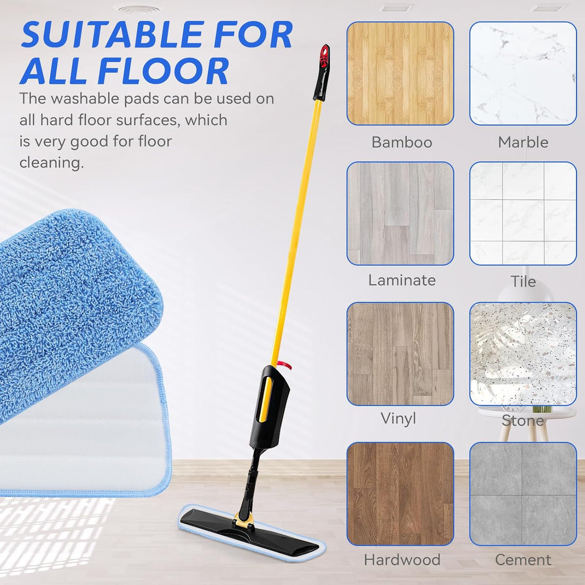 Replacement Microfiber Pad Fit for Rubbermaid Commercial 18 Inch and 17 Inch Mop - 10 Pack Wet & Dry Commercial Cleaning Reusable Refills Fit for Any Microfiber Flat Mop 18" 17" - Trapezium